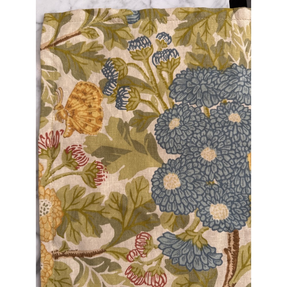 Pottery Barn MUM Floral Butterfly Cotton Linen 20x20 Pillow Cover Botanical